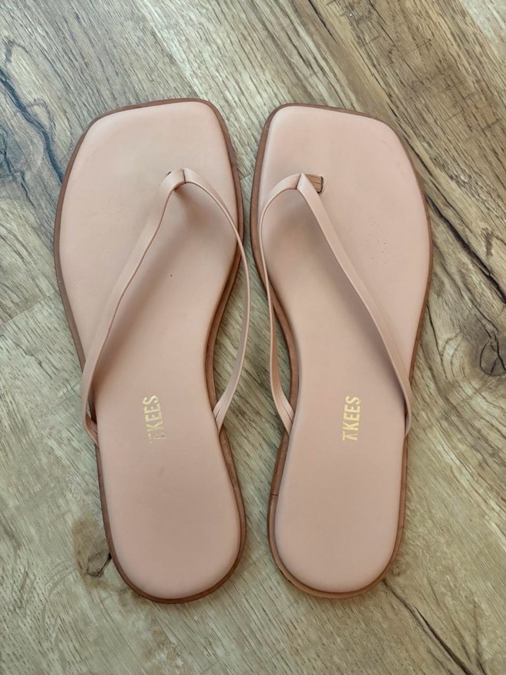 TKEES Dylan Blush Nude Square-Toe Minimalist Flip Flop Sandals